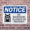 Signmission No Backpacks Allowed On Property, 14 in W x Rectangle, Plastic OS-2PACK-NS-P-1014-L-14385 - alternate 6
